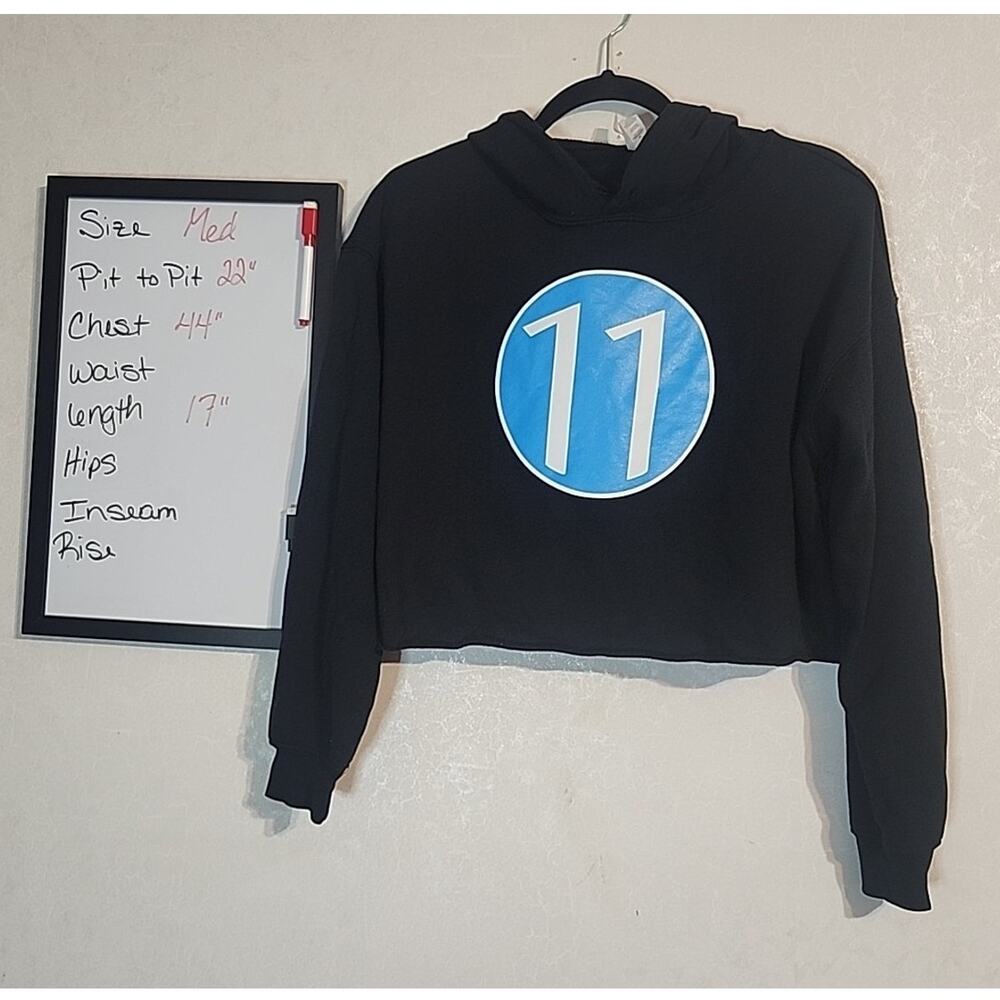 Belle + Canvas Fleece Collection Cropped Hoodie sz Medium Black # 11 Black